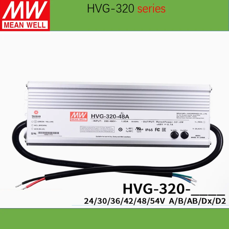 Priemerná studňa 320W Konštantné napätie + ovládač LED konštantného prúdu HVG-320 12V 15V 20V 24V 30V 36V 42V 48V 54V