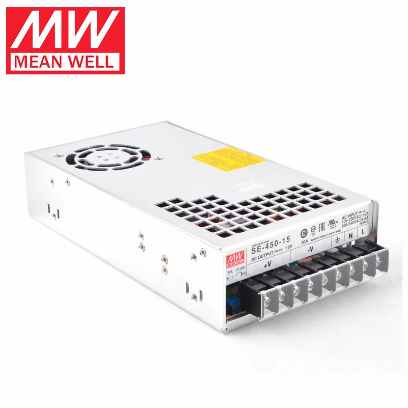 Priemerná studňa SE450 Spínací napájací zdroj 450W Jeden výstup DC 3,3V 5V 12V 15V 24V 36V 48V Priemer Well MW SE-450