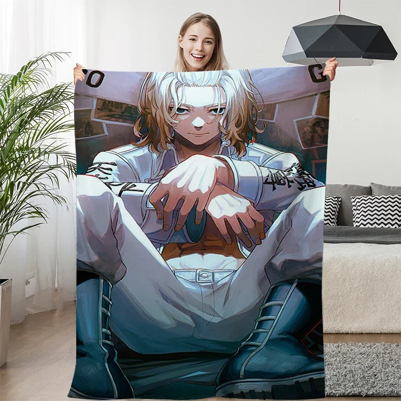 Prikrývky na pohovku pre zimné Tokio A-Revengers Camping King Veľkosť teplej postele fleece Custom Anime Anime Fluffy Soft Deka Mikrovlákna