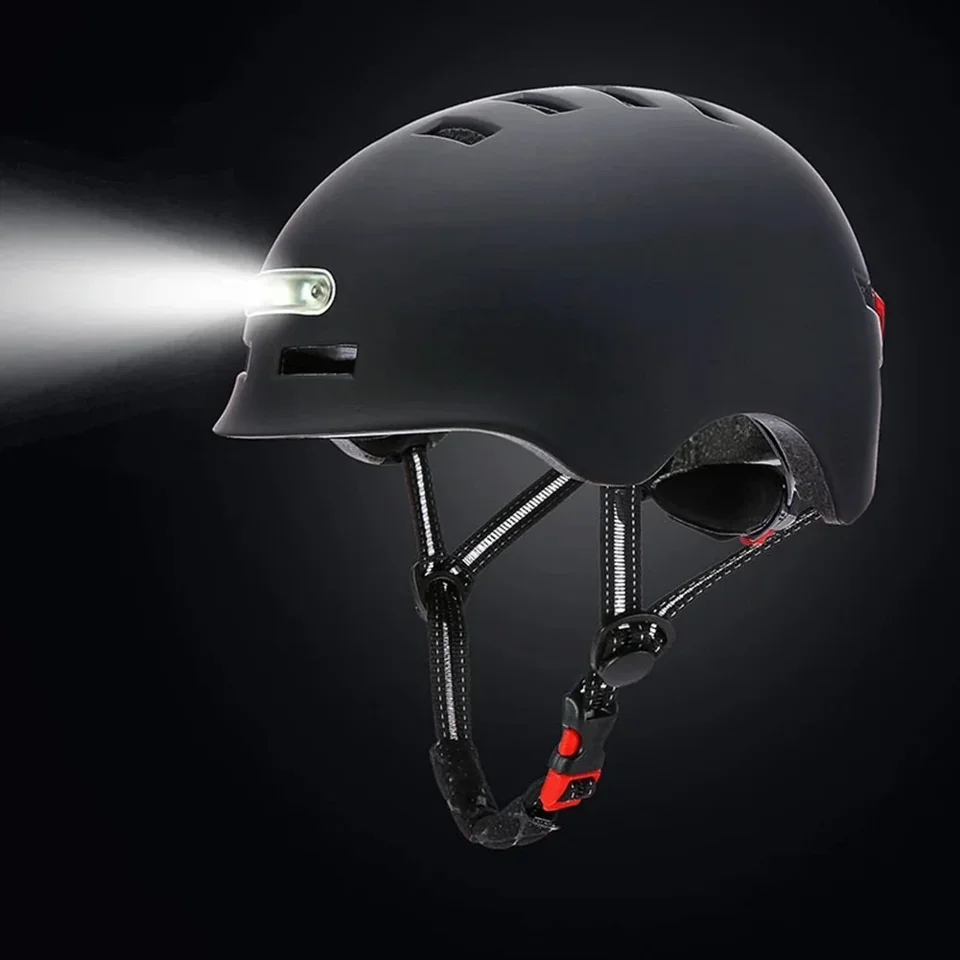 Prilba na bicykli s ľahkým výstražným integrovaným bicyklom vyvážením automobilov na bicykli MTB Outdoor Sports Electric Electric Car Riding Cap