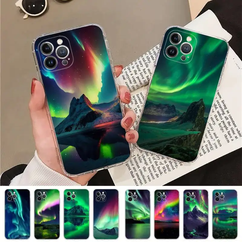 Prime Aurora Borealis Telefón pre iPhone 14 13 12 11 Pro Max xs x xr SE 2020 6 7 8 plus mini priehľadný škrupina