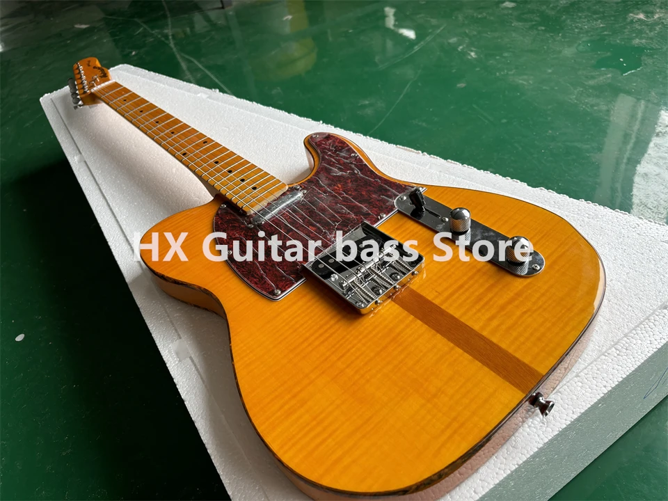 Prince HS Anderson & Hohner Mad Cat Amber Yellow Flame Maple Top Electric Guitar Red Pickguard & Body Breathing Guitar