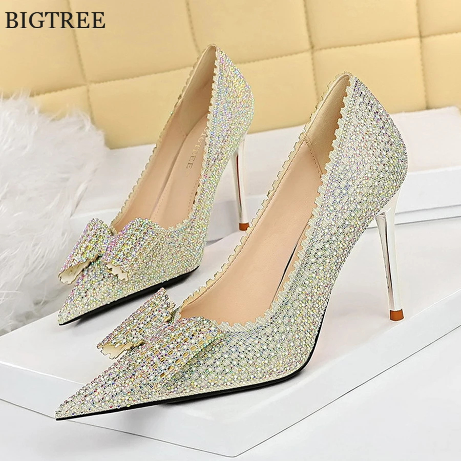 Princess Style 7/9,5 cm päty dámske svadobné topánky 2024 jeseň módna krištáľová klenot