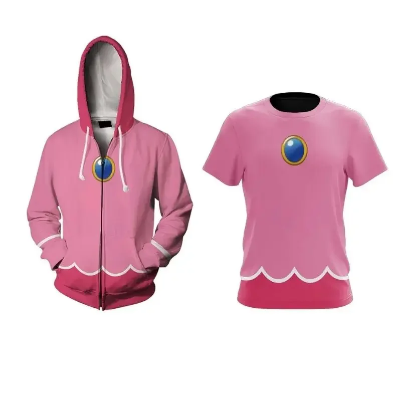 Princezná broskyňa Cosplay kostým Ženy Men muži mikina 3D tlačená kapucňa mikina neformálne tričko Streetwear Outfits Halloween Suit SX