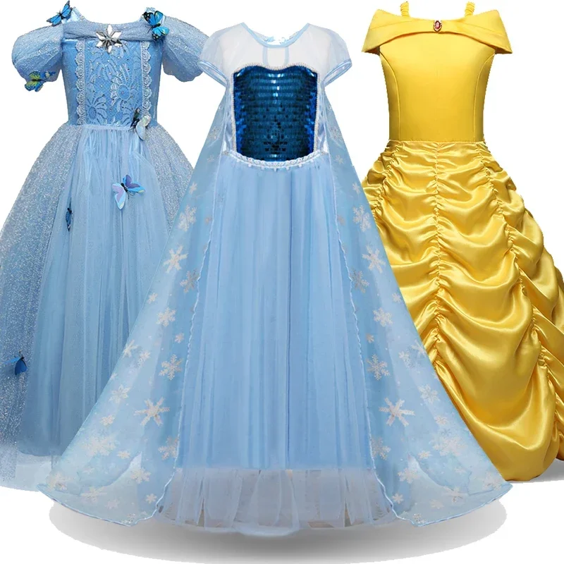 Princezná dievčatá cosplay elsa šaty pre deti Halloween kostým fantázia oblečenie Belle sa oblieka detskými večierokmiwtree222