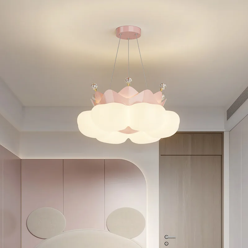 Princezná izba dievčenská spálňa stropné lampy ružová korunka okvetná lampa teplá romantická detská izba detská izba Crown Cloud Stropné svetlo