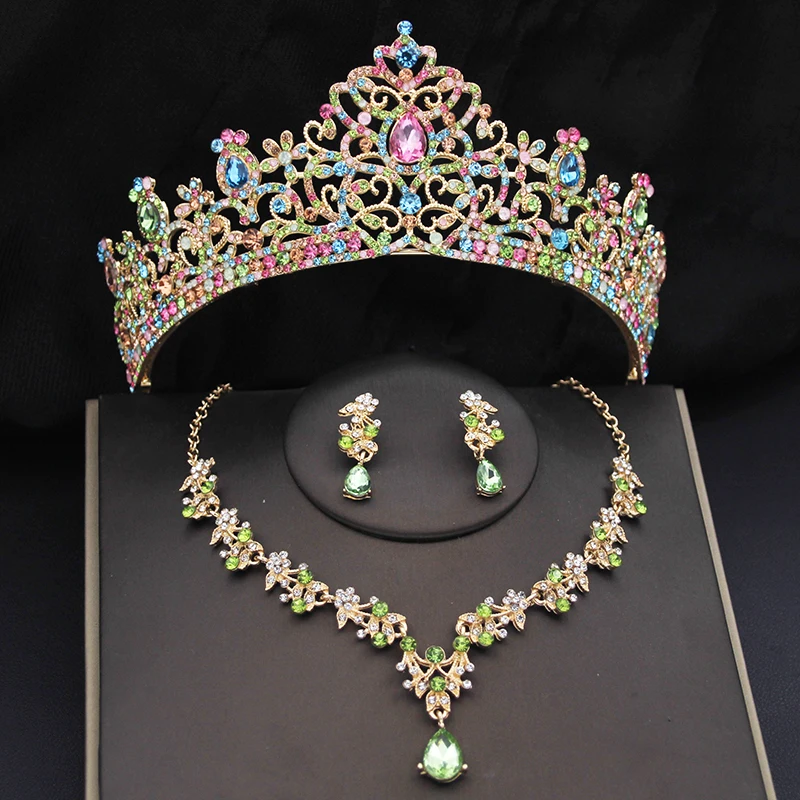 Princezná kráľovná koruna Svadobné šperky súpravy Dievčatá Dievčatá Svadobné šaty Tiaras Náušnice Náklady Sada pre prom narodeniny