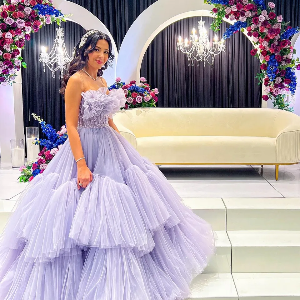Princezná levanduľa Tulle dlhé maxi plášť