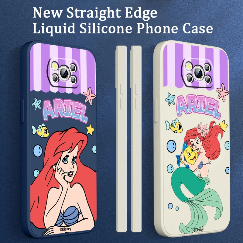 Princezná malá morská panna Ariel Disney Liquid Left Lany pre Xiaomi Mi POCO X5 X4 X3 M6 M5 M5S M4 M3 F5 F4 F3 C55 C40 PRO 5G TPU