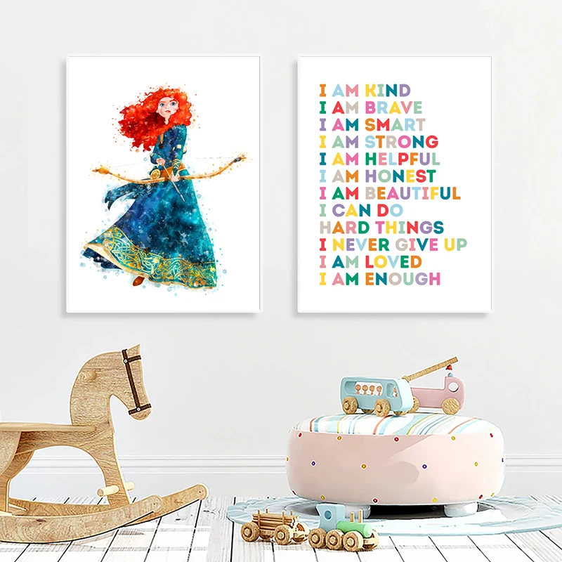 Princezná Merida Tlač Brave plagát Girl Birthday Gift