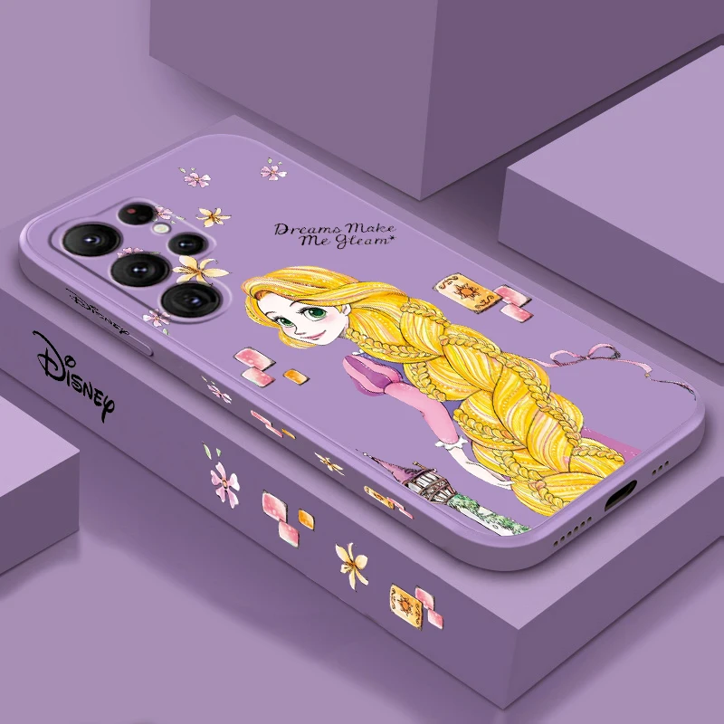 Princezná zamotaná rapunzel Liquid ľavá lano pre Samsung Galaxy S24 S23 S22 S21 S20 Fe S10 Ultra Plus Lite 5G Funda Phone Case