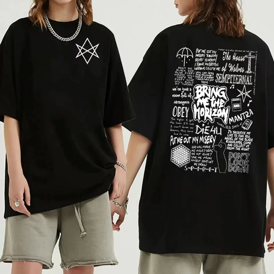 Prineste mi košele horizonty Bmth Rock Music Tirlany Prineste mi horizont merchandise o golier s krátkym rukávom s krátkym rukávom unisex rodinné oblečenie