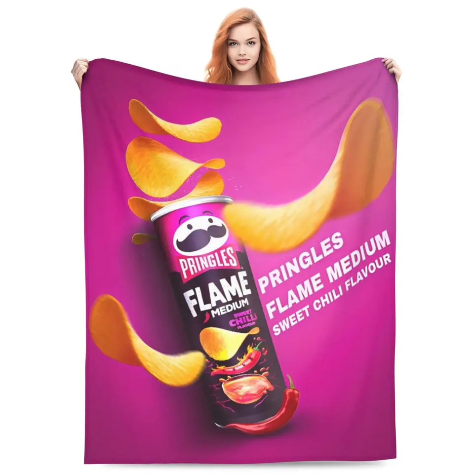 Pringles čipy flanel hodí prikrývky zemiakových občerstvených prikrývok pre posteľnú bielizeň