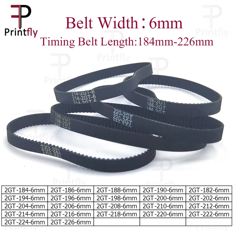 Printfly 2GT/GT2 TIMING BESE 184 186 188 190 192 194 196 19 19 200 20 204 206 208 210 212 214 216 218 220 222 224 226 Šírka 6 mm
