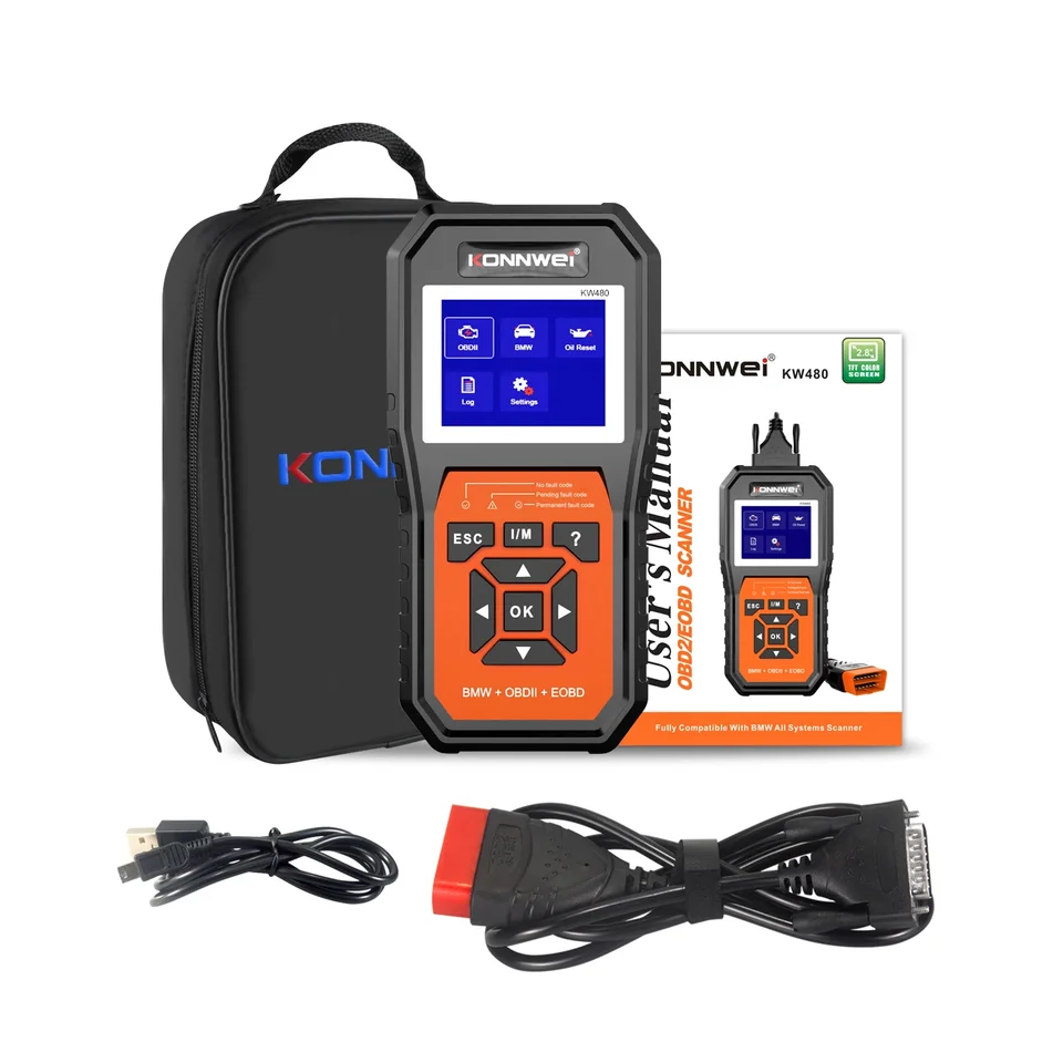 Pripravený na prepravu vreckového počítača Konnwei KW480 Diagnostický skener pre BMW Full System Fall Detector Tester Automobil Automobile Tools
