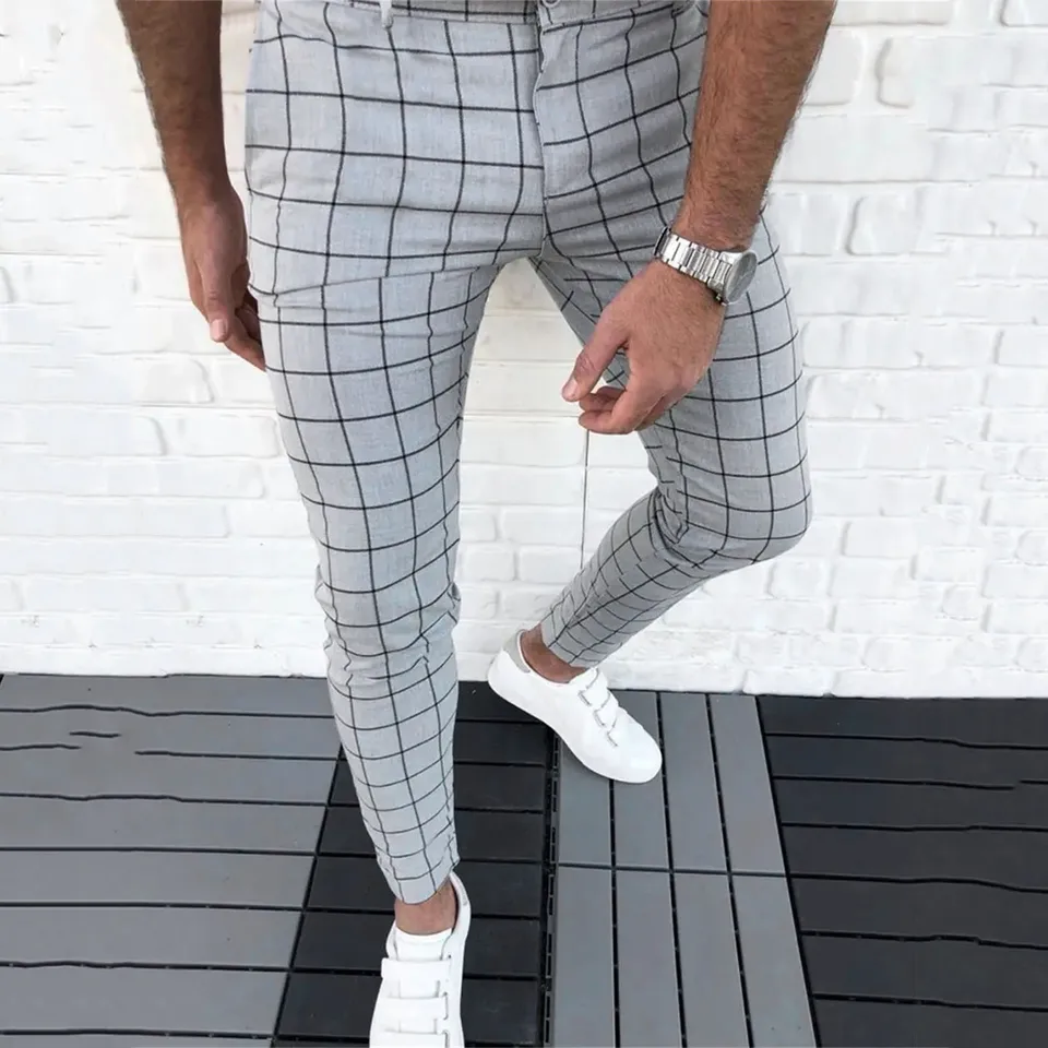 Pripretá tlač neformálne nohavice pre mužov Slim Fit Nesprávny všestranný nohavice s vreckami Trend Trend Wear