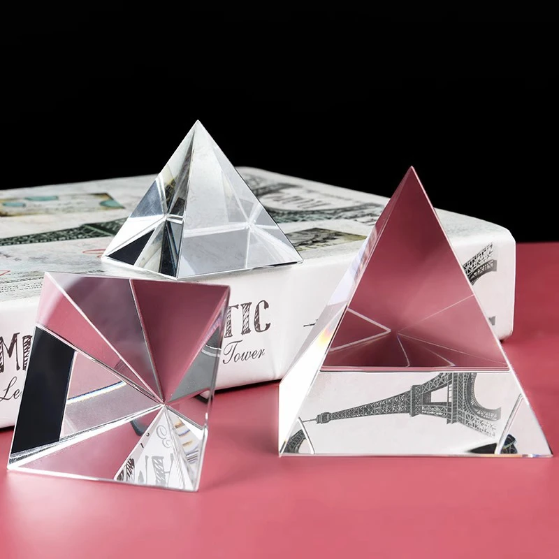 Prism Optické sklenené kryštálové pyramída 4/5/6/8/8 cm bočná dĺžka obdĺžnikového pyramídového polyhedrácie Popularizácia vedy štúdia vedy