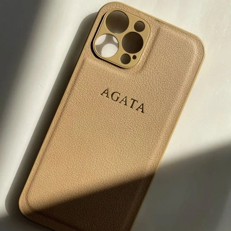 Prispôsobenie názvu zlaté písmená kožené puzdro na mäkký telefón pre iPhone 16 15 14 13 12 11 pro xs max xr plus puzdro luxusné zadné kryt