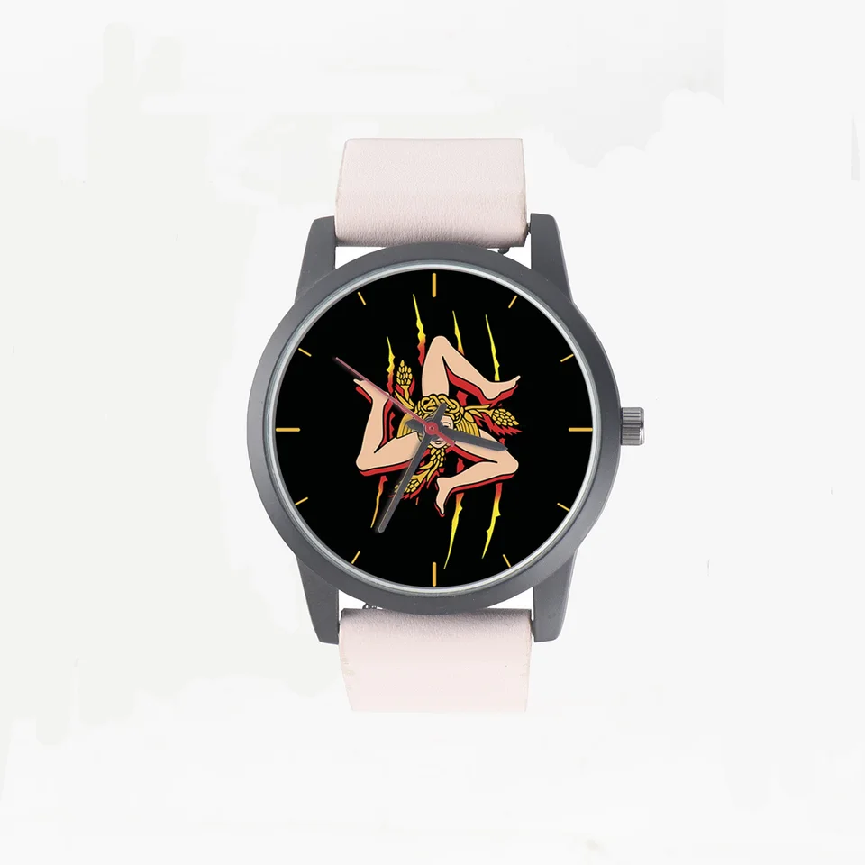 Prispôsobenie vzorového kremeňa zápästia Watch Pánske 3hands Sicília Design Statív Medusa Gifts Souvenír Fanúšikov