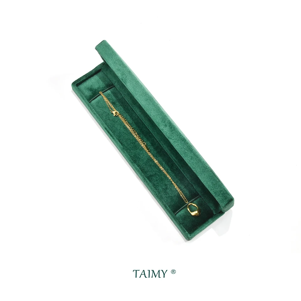 Prispôsobenie zamatových šperkov Plush Custom Logo Jade Emerald Gold Náhrdelník Prívesky balenie Valentín