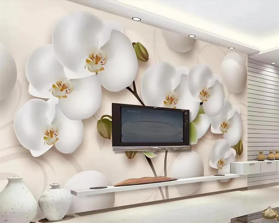 Prispôsobená tapeta Krásna motýľ orchidea vesmírne televízne múry steny domácej dekorácie obývacia izba spálňa 3D tapeta