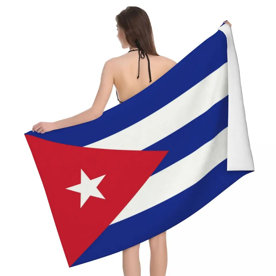 Prispôsobená vlajka na kubánske rýchle sušenie mikrovláknových kúpeľní Super Soft Cuban Patriotic Yoga Kúpeľne uteráky