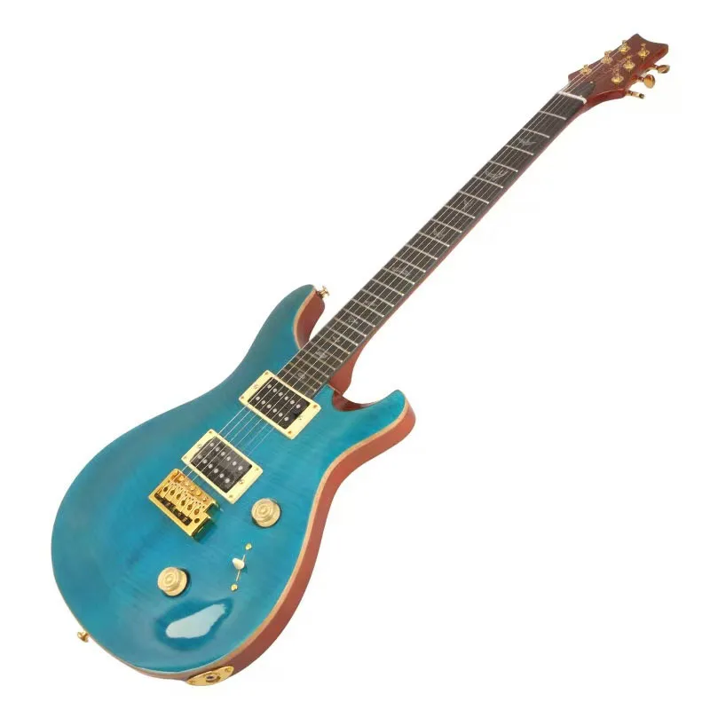 Prispôsobená vysoko kvalitná elektrická gitara, Carol Blue, Rosewood hmatníka, zlaté doplnky