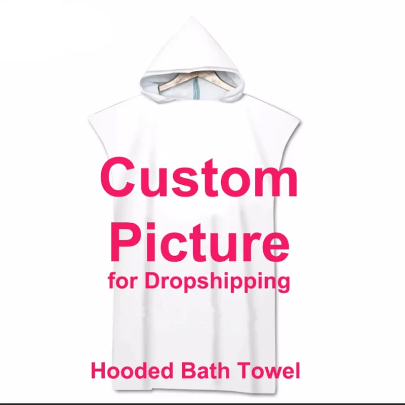 Prispôsobená značka Photo logo s kapucňou uterák Prispôsobené meno plážový uterák rúž Poncho surf