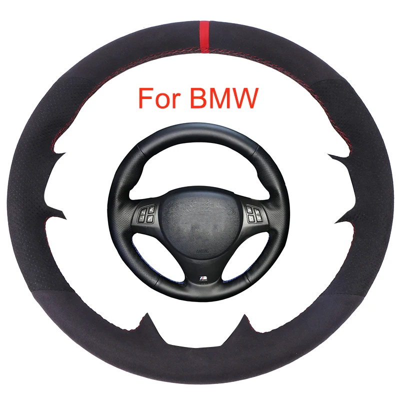 Prispôsobená zátoka volantu automobilu pre BMW E90 320I 325I 330I 335I E87 120I 130I 120D DIY Suede Leather Cop pre volant