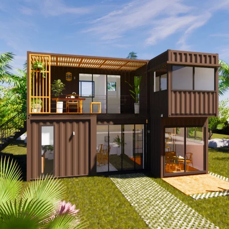 Prispôsobené 20 stôp ploché balenie Living oceľový rám Modulárny dom