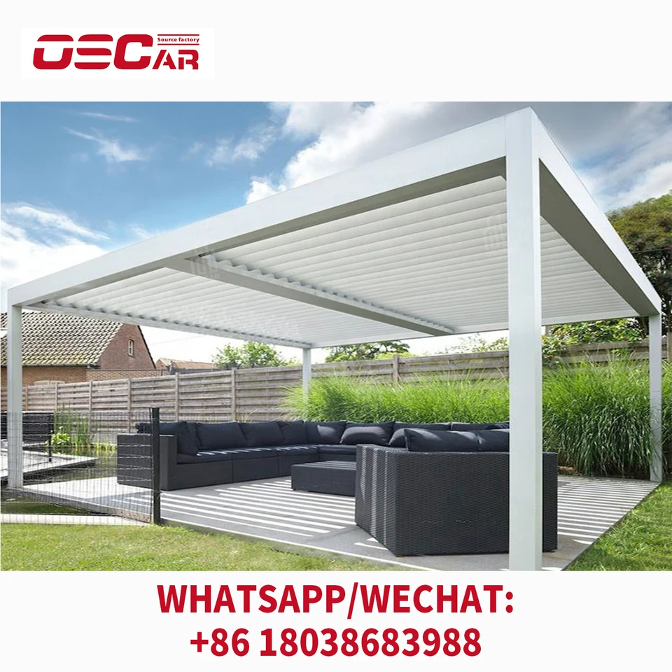 Prispôsobené 3x3 3x4 4x4 6x4 M OEM Factory Modern Outdoor Bioclimatic Pergola Hliníkový hliník Pergola