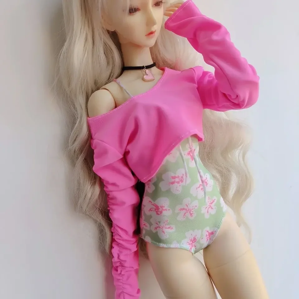 (Prispôsobené) 60 cm Doll's Chidle pre 1/3 BJD Doll Girl Toy One Piece Oblečenie kvetinové otvorené zadné plavky bunda