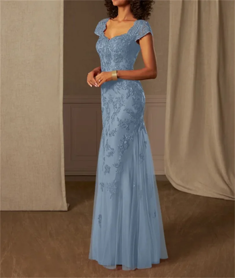 Prispôsobené A-line modré čipkové matka nevesty Vestidos Elegantes para Mujer 2025 فساتين السهرة فávis