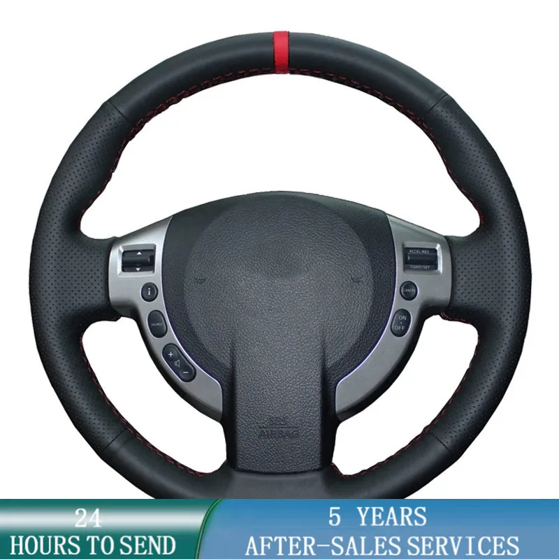 Prispôsobené auto volant Copy Cover Cover Anti-Slip Leather Carsories pre Nissan Qashqai J10 J11 X-Trail T31 NV200 Rogue