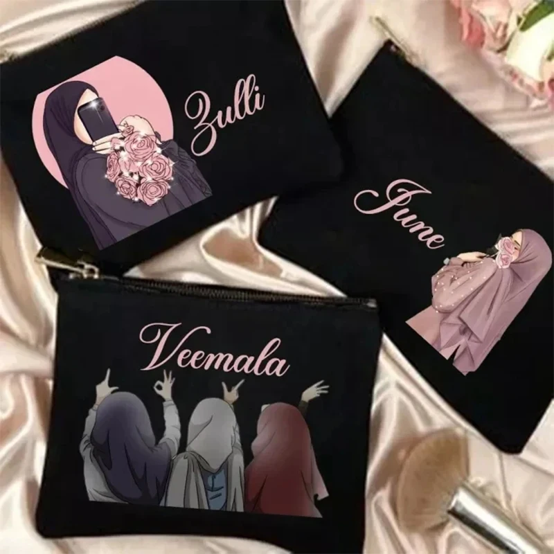 Prispôsobené dievča v make -up taška na cestovné organizátor Bag moslim girl dar