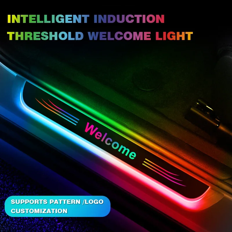 [Prispôsobené] Dvere na dvere auta osvetlené lampa Loga Sill Light Loga USB Power Moving LED LED Uvítací pedál Pedál Pedál Pedál Svetlo
