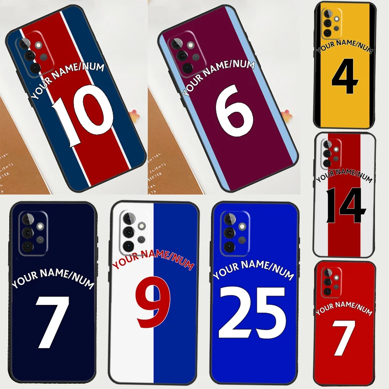 Prispôsobené futbalové prúžky pre Samsung Galaxy A54 A34 A14 A53 A13 A33 A73 A12 A22 A32 A52 A52S A51 A51 A5 A50 Cover Coque Coque Coque Coque Coque
