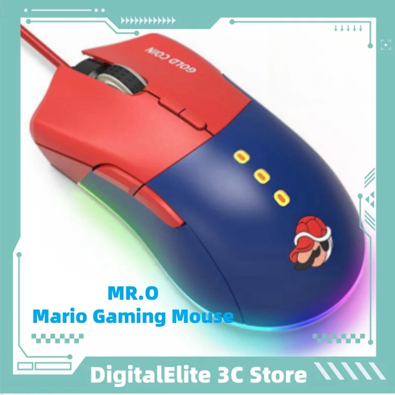 Prispôsobené mario káblové karikatúra Office Office Office Computer prenosný počítač esport makro programovanie Mechanická fotoelektrická myš