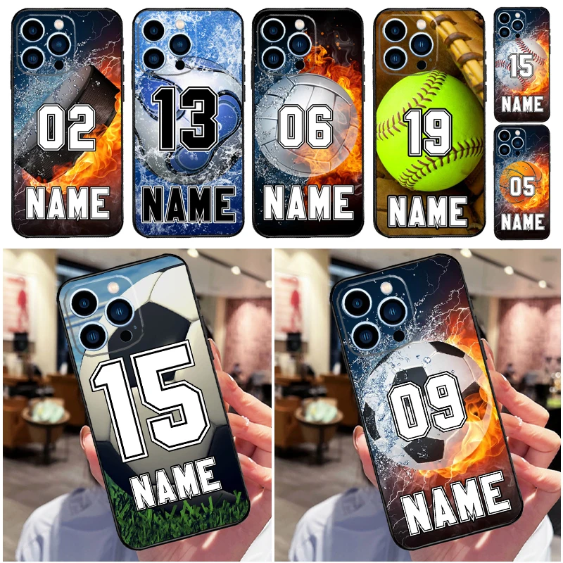 Prispôsobené meno hokejový basketbalový telefón pre iPhone 16 15 14 13 12 11 Pro x xr xs max