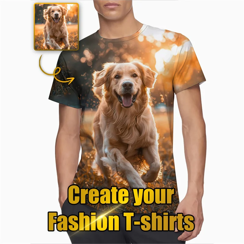 Prispôsobené obrázky Tirk pre mužov Summer Cool Krátke rukávy Tops DIY TREIRNY Dám