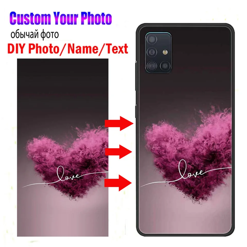 Prispôsobené puzdro na mieru pre Samsung Galaxy A51 A71 5G M20 A02S M51 A04E F22 Cover DIY Obrázok Obrázok Dizajn silikónových prípadov