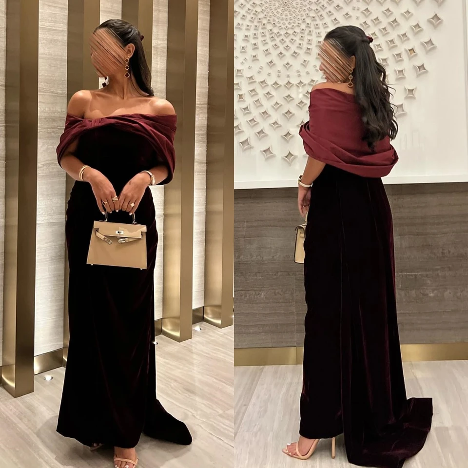 Prispôsobené vynikajúce elegantné elegantné mimo ramena formálne okupové šaty mašle na dĺžku dĺžky harmeuse večer
