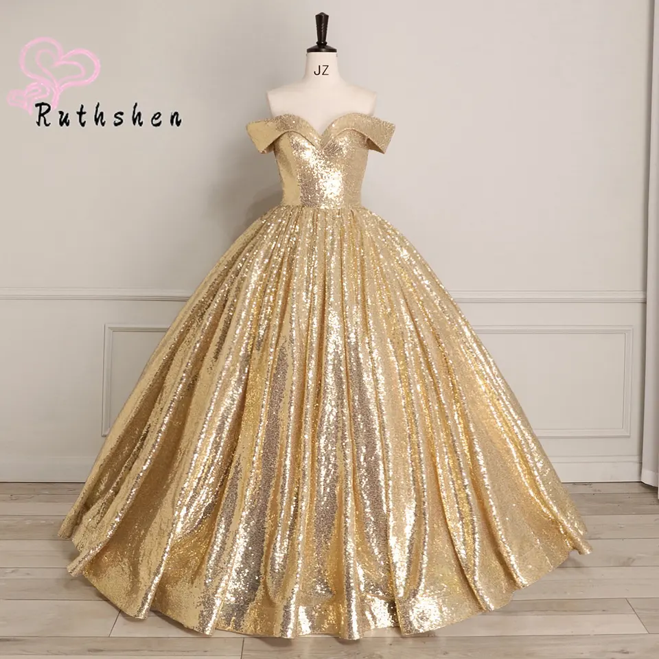 Prispôsobené zlato 2024 Nové luxusné formálne príležitosti večerné šaty pre ženy flitry Puffy Party Prom Robe de Soirée