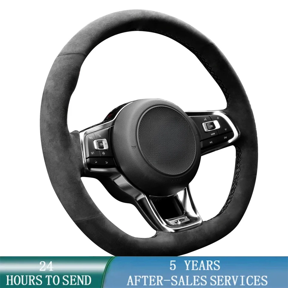 Prispôsobený kryt volantu automobilu proti skĺznutiu mäkký semiš pre Volkswagen Golf GTI Golf R MK7 Polo GTI Scirocco CAR Interiér