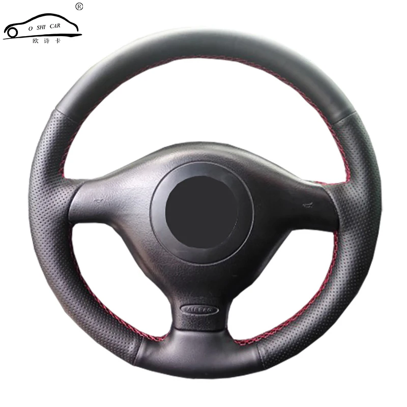 Prispôsobený kryt volantu pre domácich majstrov pre volant pre Volkswagen VW Golf 4 Passat B5 Sedadlo Leon Polo Čierny kožený vrkoč pre volant