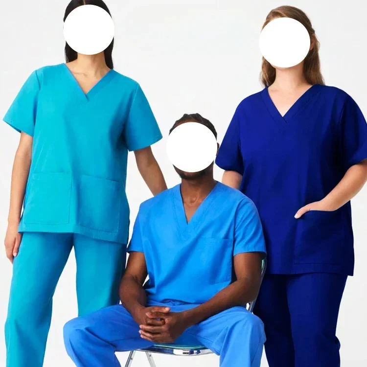 Prispôsobiteľné logo Muži Ženy Zdravotná sestra Jednotné chirurgické kroviny Nastavte klinické ošetrovateľské pracovné oblečenie Pet oblečenie laboratórium veterinárny
