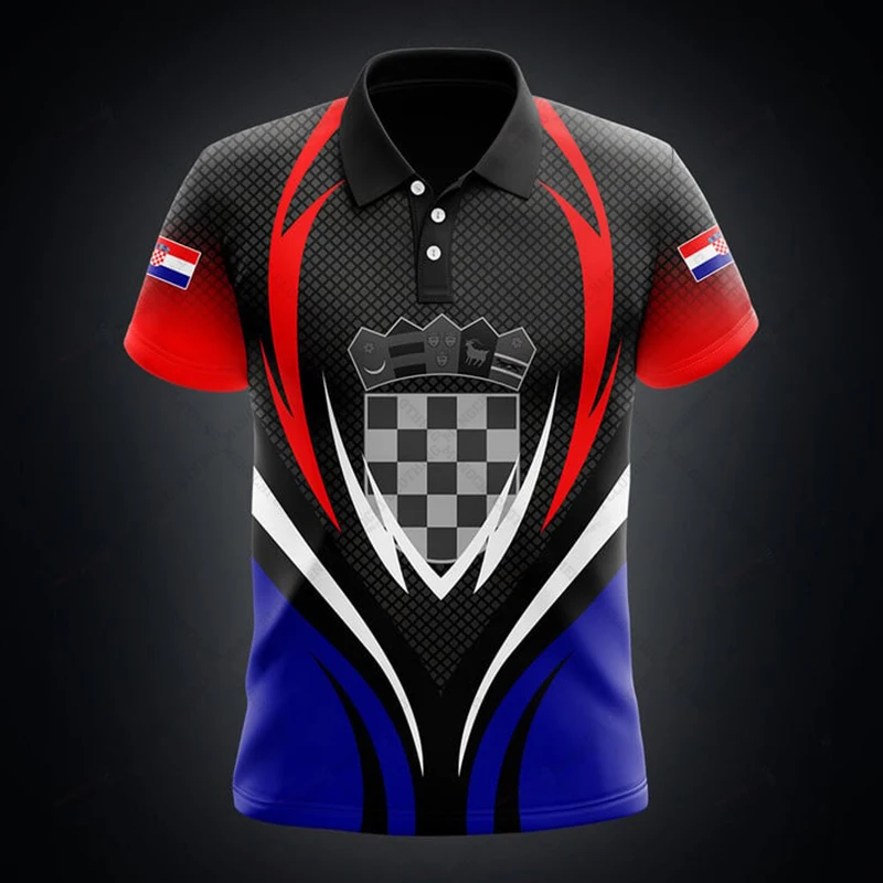 Prispôsobiť Chorvátsko futbalové košele letné unisex príležitostné streetwear Pánske voľné dresy nadmerne prevýšené Sportswear s krátkym rukávom
