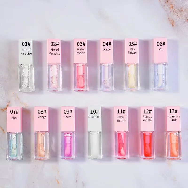 Private Label Clear Lipgloss Custom Farb Color Makeup Plumping Lip Oil Hydratačný vodotesný trvalý pery lesklý kozmetika