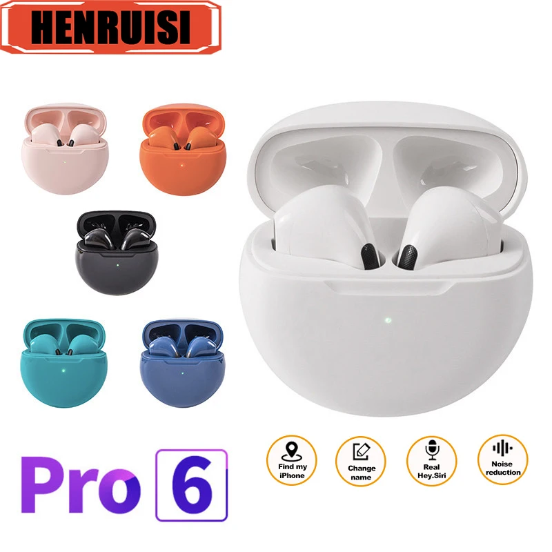 Pro 6 Macaron TWS Wireless Bluetooth Sarfone Stereo Binaral Sport Headset pre iPhone Xiaomi iPad Tablet s mikrofónom