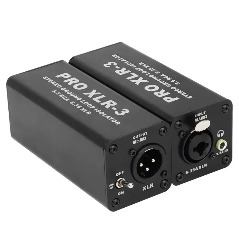 Pro XLR-3 Profesionálny izolátor stereofónnej slučky Stereo Ground 3,5 RCA 6.35 XLR Audio šumový šumový šumový šumový izolátor pre PC odolný